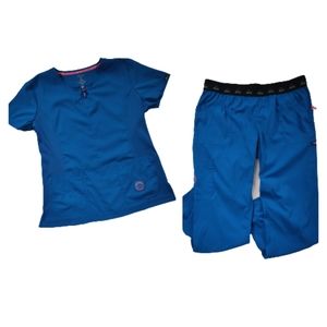 Koi Lite Womens Blue Performance Slim Fit Scrub Set (Top XL, Pants/Bottoms XL)